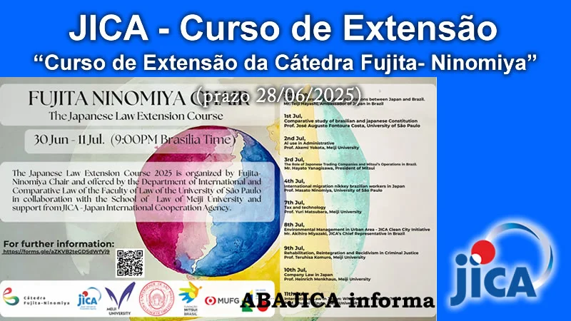 Curso de Extensão da Cátedra Fujita-Ninomiya inscrição até 28/06/2025